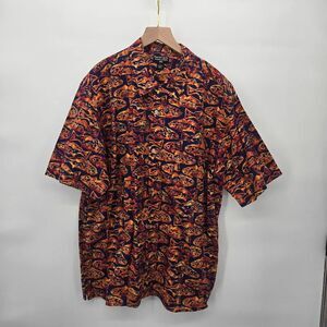 Polo Jeans Co. Ralph Lauren Batik Fish Men's Camp Shirt Size Large Button Down C
